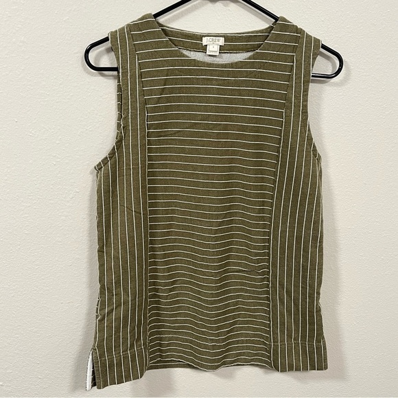 J crew Green White Striped women’s tank top size SMALL - Picture 2 of 6